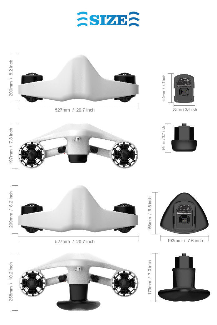 Asiwo Electric Sea Scooter 130Wh Portable Underwater Thruster, 35Mins Runtime Snorkeling Scooter for Travel, 30m Waterproof