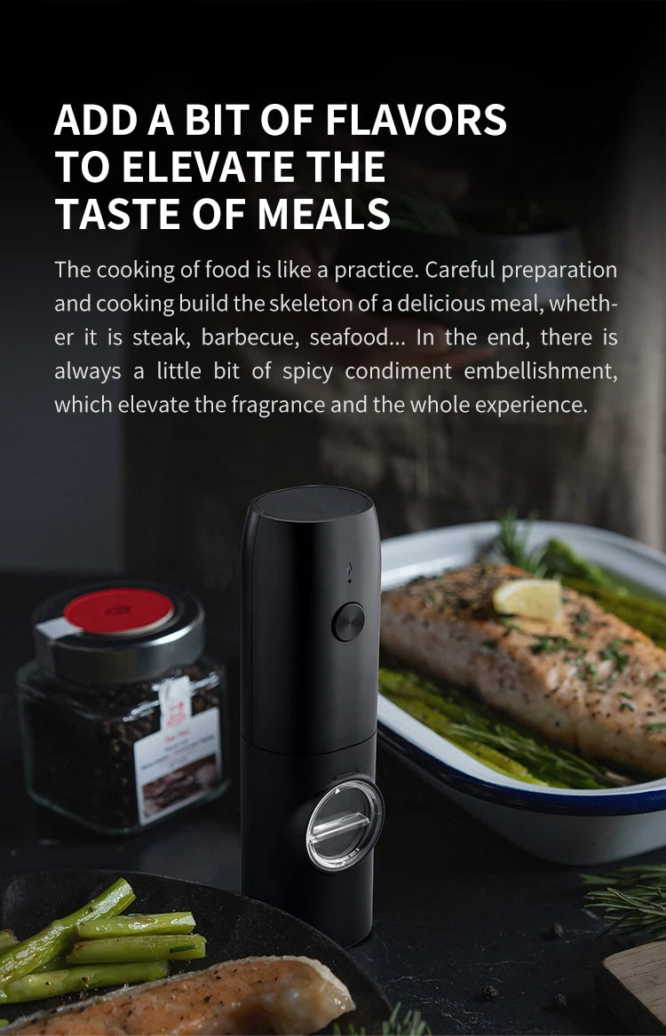 1PC/2PCS Electric Automatic Pepper Grinder Set Salt And Pepper Mill Adjustable Coarseness Spice Grinder for Kitchen