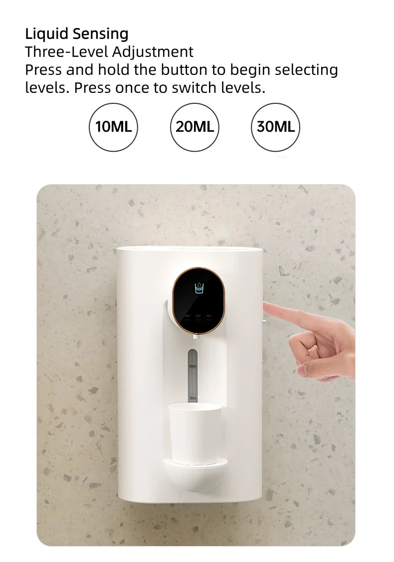 Wall Mounted Smart Mouthwash Dispenser with 2 Magnetic Cups USB-C Rechargeable Mouth Wash Machine For Household Bathroom