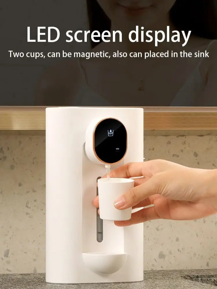 Wall Mounted Smart Mouthwash Dispenser with 2 Magnetic Cups USB-C Rechargeable Mouth Wash Machine For Household Bathroom