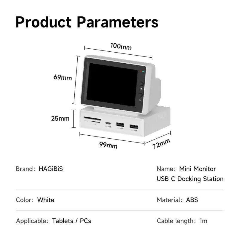 Hagibis 3.5" IPS Mini PC Monitor with USB-C Hub