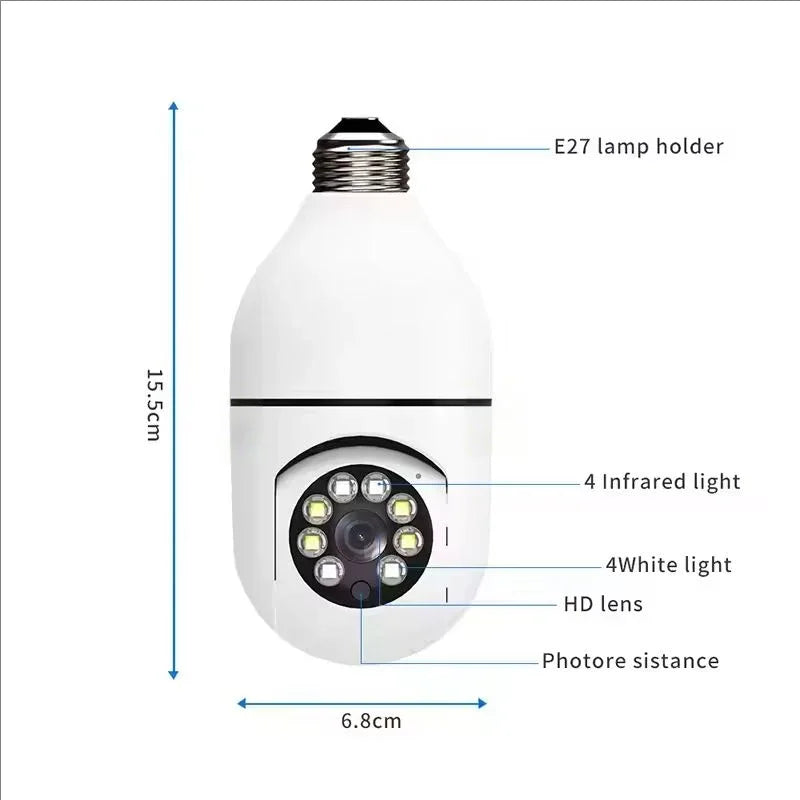 4G WiFi Bulb Security Camera with AI Tracking