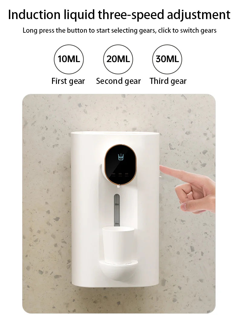 Wall Mounted Smart Mouthwash Dispenser with 2 Magnetic Cups USB-C Rechargeable Mouth Wash Machine For Household Bathroom