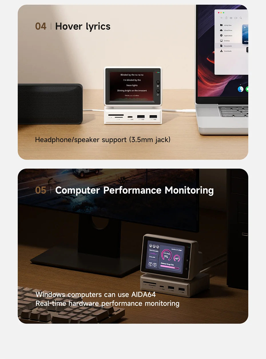 Hagibis 3.5" IPS Mini PC Monitor with USB-C Hub