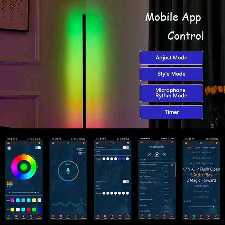LED ambiance floor lamp, decorative atmosphere lamp, APP control, remote control tuner, change light mode with music rhythm