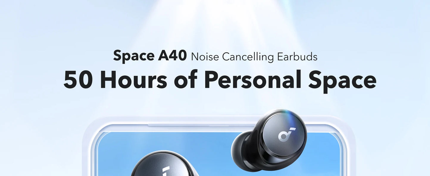 Soundcore by Anker Space A40 Adaptive Active Noise Cancelling Wireless Earbuds, Reduce Noise, Ultra Long 50H  (Refurbished)