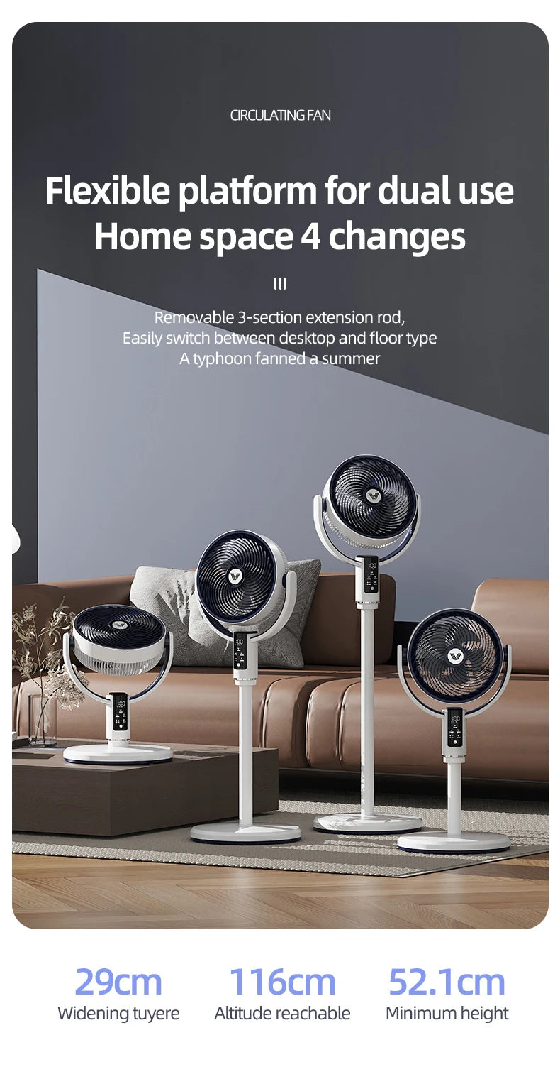 High Quality Floor Fan Air Circulation Fan Rechargeable DC 12V Fan 9000mAh Large Battery Scalable Fan Outdoor Fan with Remote