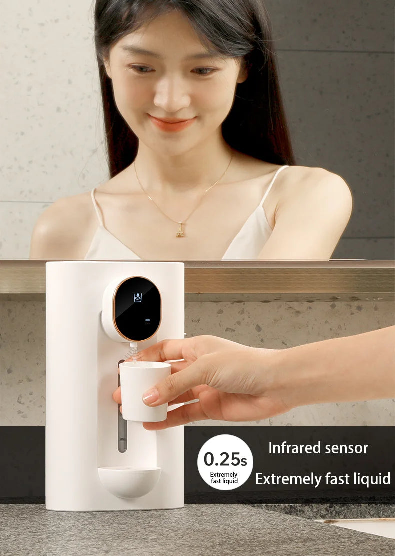 Wall Mounted Smart Mouthwash Dispenser with 2 Magnetic Cups USB-C Rechargeable Mouth Wash Machine For Household Bathroom