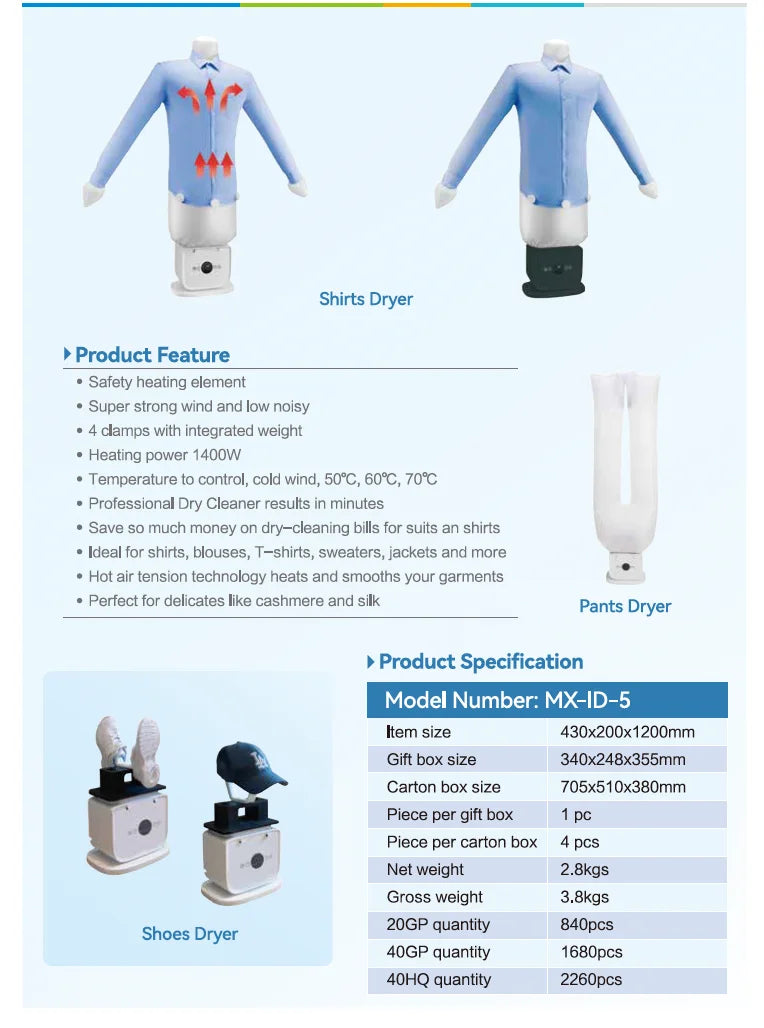 Portable Electric Clothes Dryer & Steam Hanger