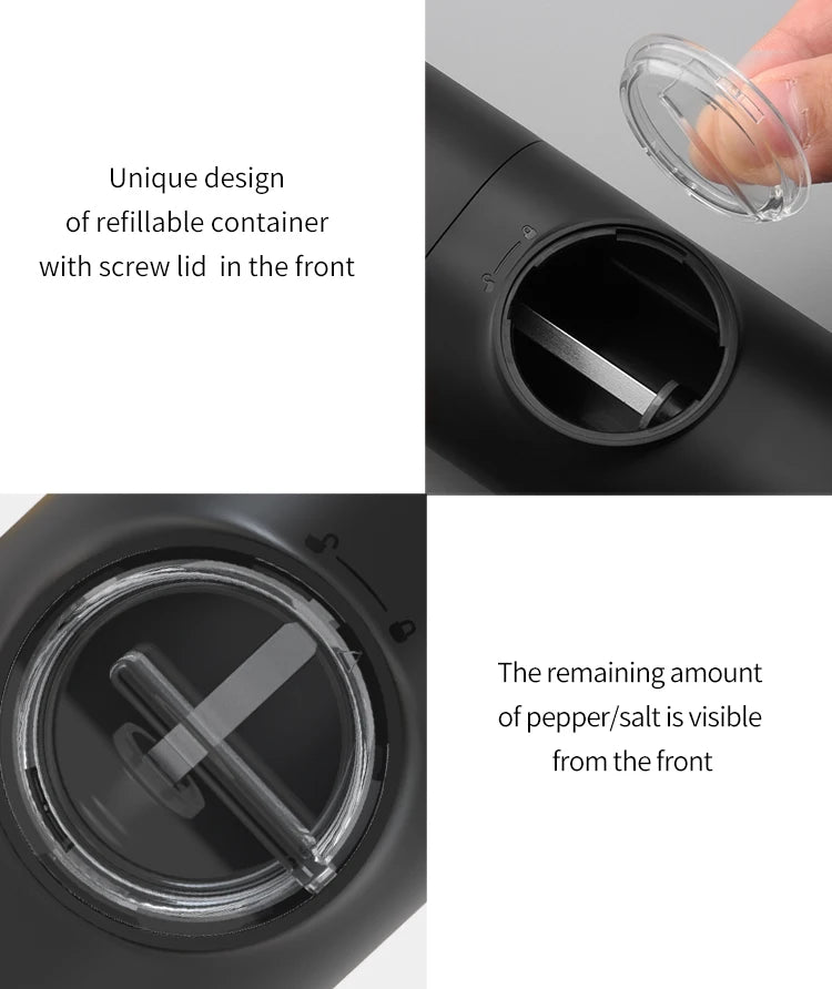 1PC/2PCS Electric Automatic Pepper Grinder Set Salt And Pepper Mill Adjustable Coarseness Spice Grinder for Kitchen