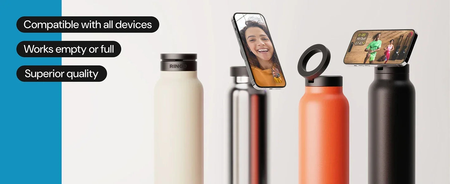 Insulated Sports Water Bottle With Magnetic Phone Holder Mount Stand For Gym Outdoor Activities Daily Hydration