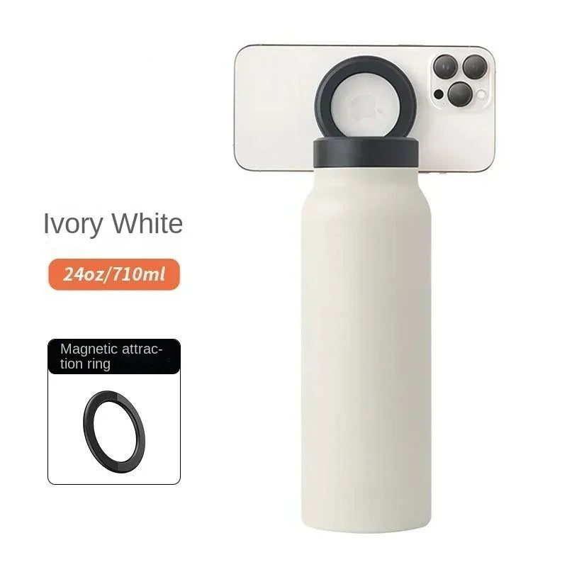 Insulated Sports Water Bottle With Magnetic Phone Holder Mount Stand For Gym Outdoor Activities Daily Hydration