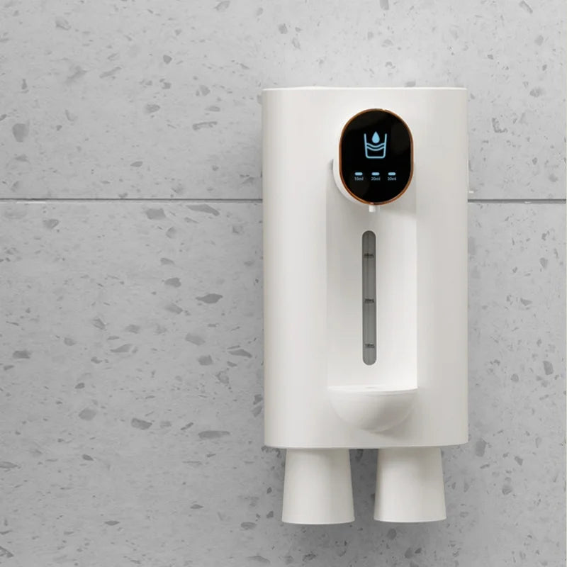 Wall Mounted Smart Mouthwash Dispenser with 2 Magnetic Cups USB-C Rechargeable Mouth Wash Machine For Household Bathroom