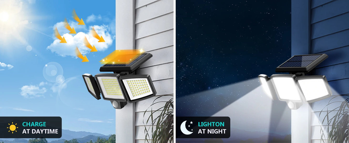 3 Pack Outdoor Solar Lights, 2800LM，Motion Sensor Security Lights for Porch, Garage, Yard Entrance, Patio