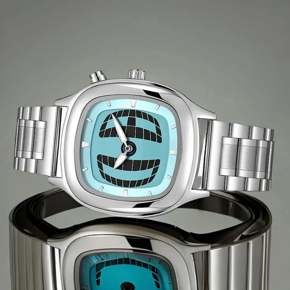 Fashionable creative men's watch y2k ins style pointer digital dual display luminous men quartz watch relojes para hombres