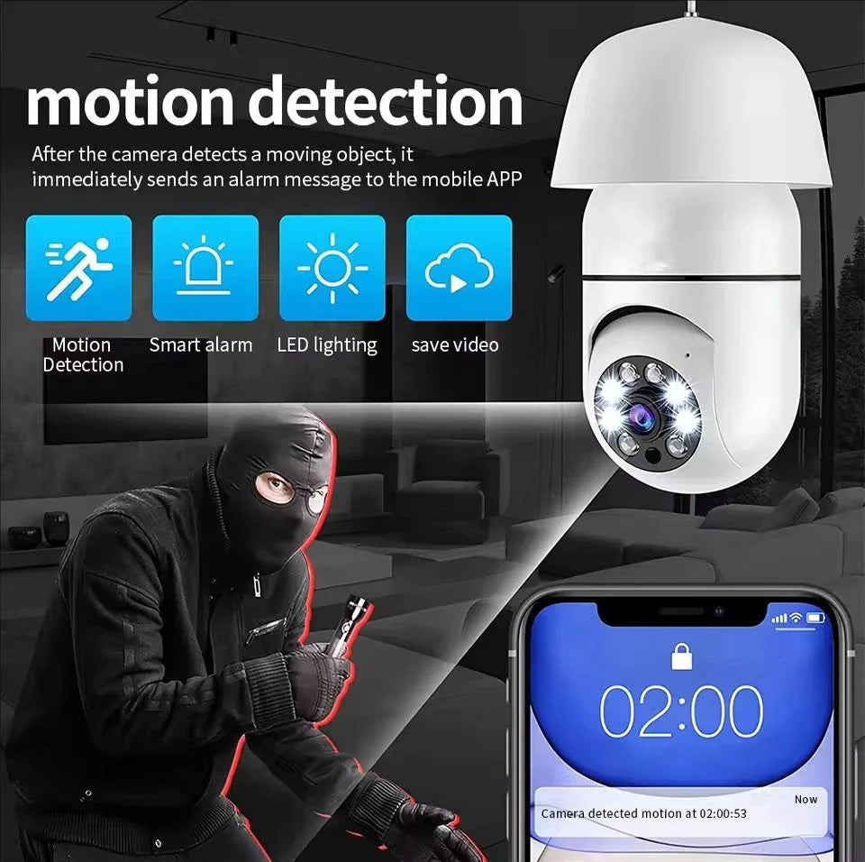 4G WiFi Bulb Security Camera with AI Tracking
