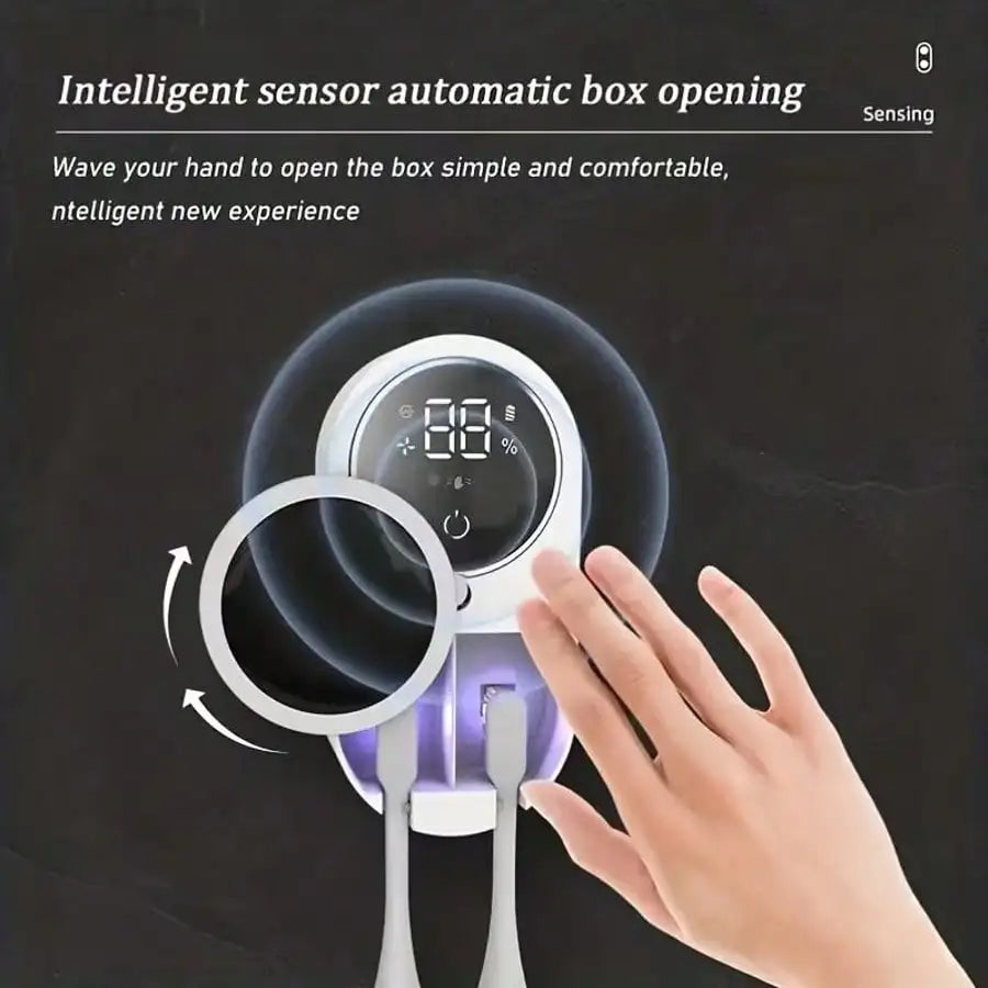 Wall-mounted Toothbrush Holder, Intelligent Sterilizer & Dryer, Fits Most Walls, Automatic Disinfection For Toothbrushes.