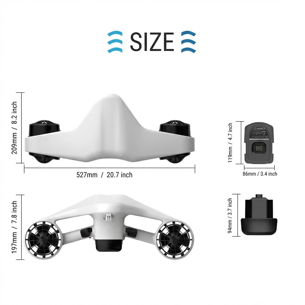 Asiwo Electric Sea Scooter 130Wh Portable Underwater Thruster, 35Mins Runtime Snorkeling Scooter for Travel, 30m Waterproof