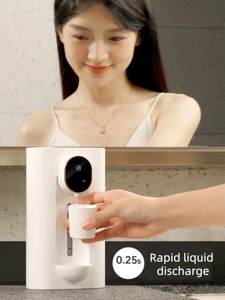 Wall Mounted Smart Mouthwash Dispenser with 2 Magnetic Cups USB-C Rechargeable Mouth Wash Machine For Household Bathroom