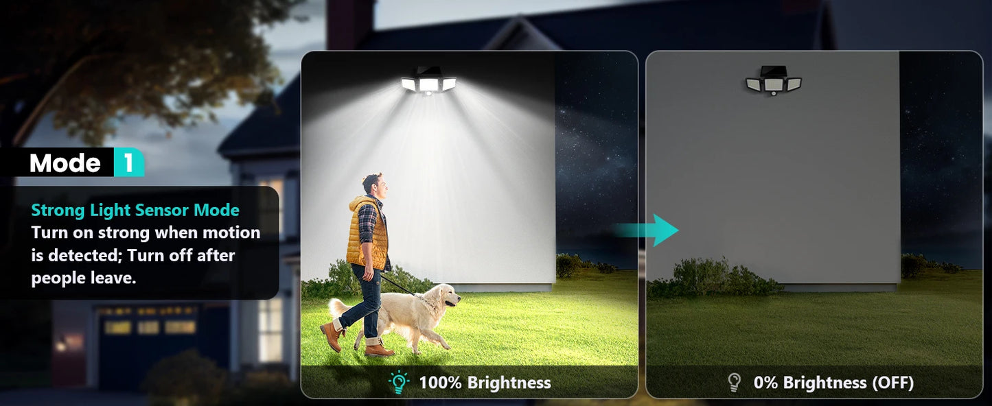 3 Pack Outdoor Solar Lights, 2800LM，Motion Sensor Security Lights for Porch, Garage, Yard Entrance, Patio