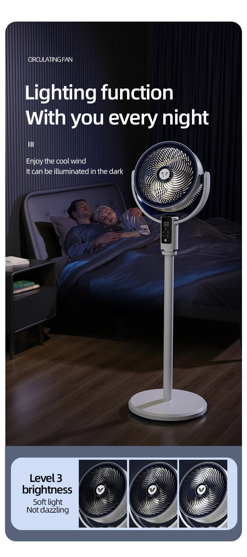 High Quality Floor Fan Air Circulation Fan Rechargeable DC 12V Fan 9000mAh Large Battery Scalable Fan Outdoor Fan with Remote