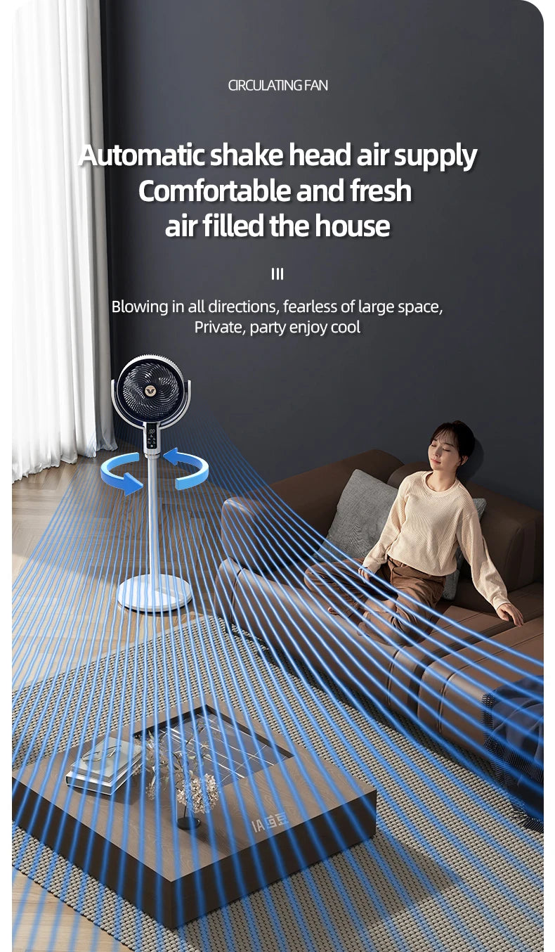 High Quality Floor Fan Air Circulation Fan Rechargeable DC 12V Fan 9000mAh Large Battery Scalable Fan Outdoor Fan with Remote